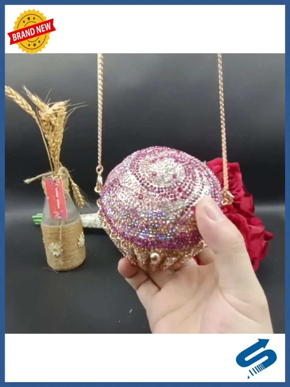 Crystal Cupcake Evening Handbag Crystal Clutch Purse Women's Formal Party Bag